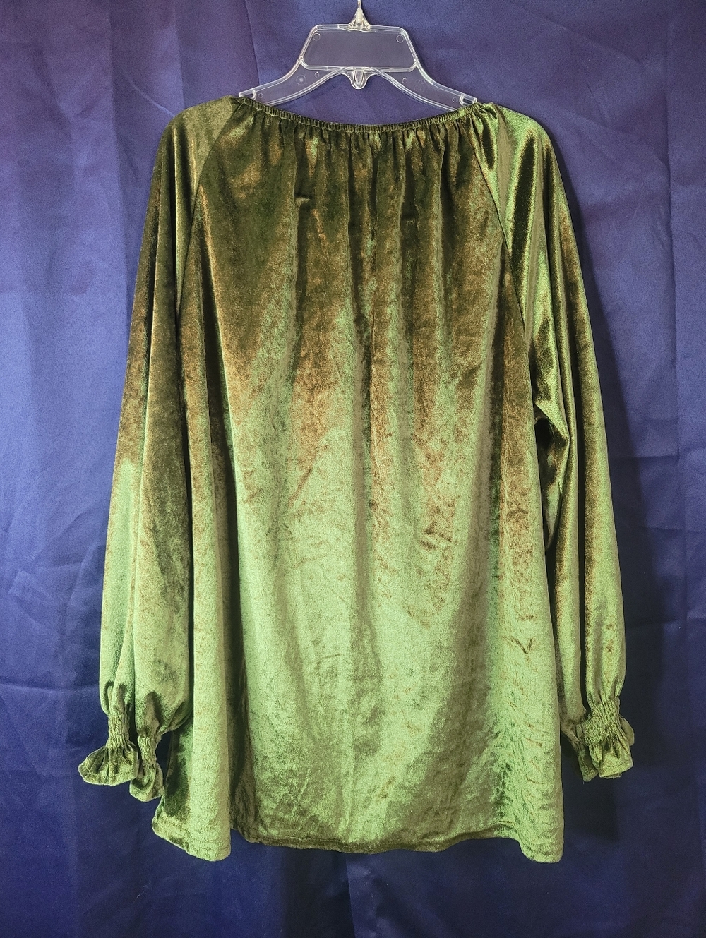 Olive Green Velvet Peasant Style Blouse, Cottagecore Style - Picture 7 of 13